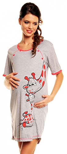 Zeta Ville - Women's Maternity Cotton Cartoon Print Nursing Nightdress - 366c (Red, UK 16)