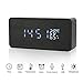 Produktbild Joyshop LED Digitaler Wecker Holz Wecker Uhr USB Digitaluhr 3 Stufen einstellbare Helligkeit Voice Touch Uhrzeit/Datum/Woche/Temperatur anzeigen für Zuhause Schlafzimmer Office Kids Teens(Schwarz)