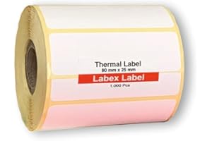 Labex Label - Etiquetas termicas 80x25 mm adhesivas - 1 Rollo: 1000 piezas de etiquetas adhesivas para impresora térmica - etiquetas zebra/etiquetas codigo barras/etiquetas envio