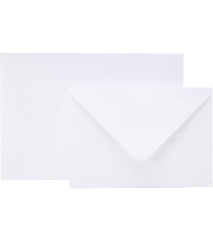 Lot De 50 Cartes Blanches + 50 Enveloppes C6/A6 - Grammage 225 G/m² - Bord Lisse - Pour Invitations, Remerciements, Faire-part - Craft UK
