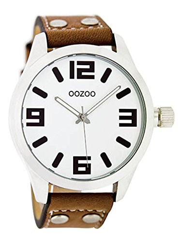 Oozoo Mdchen-/Damenuhr mit Lederband 34 MM Weiss/Cognac JR156