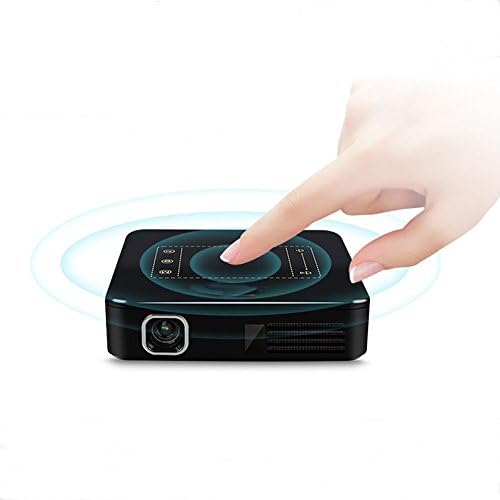 AIJIWU Android 7.1 Mini Pocket 4K LED Projector, Touch PanelSmart DLP Home Theater video Projector Slim Wireless Bulid-in Batteries and LiveTV Services