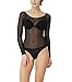 Produktbild Kefali Transparenter Stringbody Schwarz Langarm Netzbody Damenbody Tüllbody Bodysuit Spitzenbody Durchsichtig (34/36 - XS/S, Schwarz)