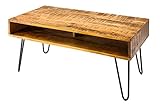 Beistelltisch Wohnzimmertisch mit Metallbeinen im Industrie Design kombiniert mit einer Tischplatte aus Mango-Massivholz