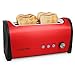 Produktbild Klarstein Cambridge Toaster Doppel-Langschlitz-Toaster 4-Scheiben-Toaster Edelstahl Brötchenaufsatz 6-stufig einstellbarer Bräunungsgrad Auftau-Funktion Aufwärm-Funktion rot