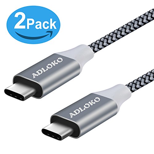 C  ble Type C  ADLOKO  lot de 2  C  ble USB-C vers USB-C 3 0 C  ble 2M  6 6ft  tress   Double Nylon pour Appareils USB de type C  y compris le nouveau MacBook  Samsung Note 8   S8  Samsung Note 8   S8