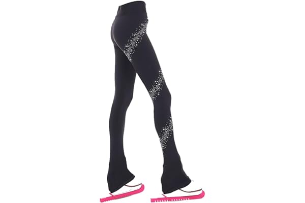 LIUHUO Pantalon Long d'entraînement pour Patinage Artistique pour Femmes et Filles - Collants Chauds de qualité supérieure - avec Strass - Leggings de Patinage pour Enfants