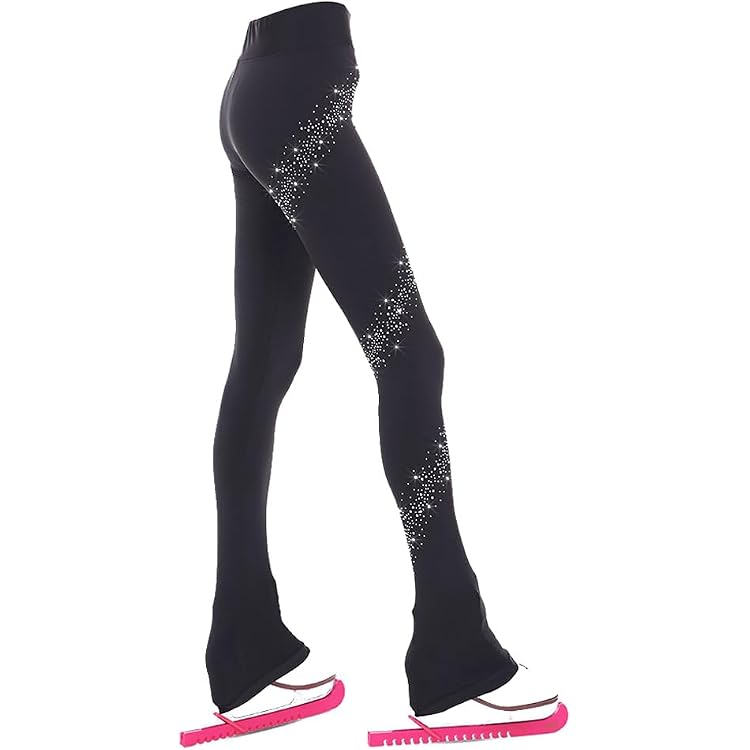 Ranrann Legging Patinage Artistique Fille Avec Strass - Pantalon Gymnastique Danse Yoga Fitness Élastique Enfant