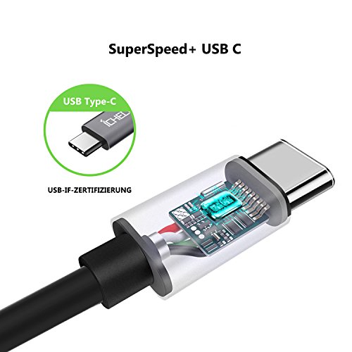 ICHECKEY USB C Adapter auf USB A Female 3.1 Type C Converter mit Kabel 15cm für MacBook/MacBook Pro/ChromeBook Pixel/Google Pixel C/Nokia N1 (Schwarz) - 4
