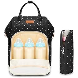 Multifunción pañal bolsa de pañales cambiador de viaje, gran capacidad mochila bolsa reutilizable, ligero elegante Durable Mochila con bolsillo botella aislante para mamá y papá, Pot Negro