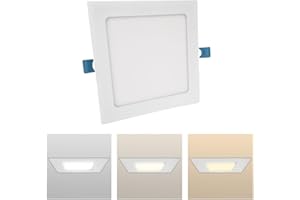 MAKA CHANGE YOUR LIFE QUALITY Faretto Led da Incasso Quadrato luce Bianca,(3,6,12,18,24W)-(luce calda, naturale, fredda), diametro foro da 75 a 285 mm ideale per soffitto, segnapassi, scale (3000K-4000K-6500K, 12 watt)