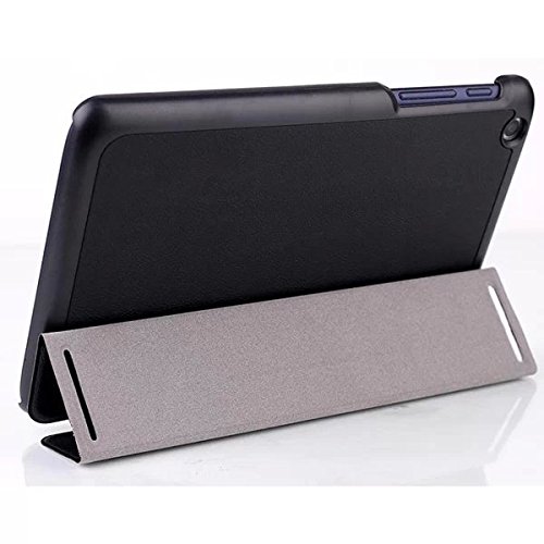 Lenovo A8-50 Hülle, PU Ledertasche Flip Case Smart Cover und Back Hülle für Lenovo A8-50 / A5500 (8“ Zoll) Tasche Leder Etui Schutzhülle mit Standfunktion + Displayschutzfolien und Stylus,Schwarz - 5