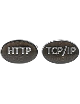 Ein Paar HTTP TCP IP Manschettenknöpfe MIT PRÄSENTATIONS GESCHENKKASTEN - Massives Messing - Rhodium überzogenes