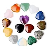 Xiannvxi 15 Pcs Healing Crystals Heart Stones Polished Crystals Gemstones Love Palm Pocket Stones Natural Reiki Chakra Crystals Set Gifts