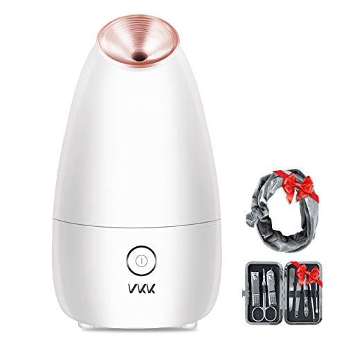 Vaporizador Facial VKK, Herramienta de Cuidado de Belleza y de la Piel para Sauna & SPA Facial (Incluye Kit de Cortaúñas y Banda de Cabello como Regalo Gratis). Adecuado para Hombres y Mujeres.
