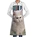Produktbild Beautiful White Cat Adjustable Bib Apron with Pockets - Commercial Restaurant and Home Kitchen Apron - Neck Strap- Extra Long Ties - Strong Black