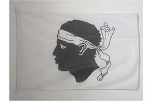 AZ FLAG - Drapeau Corse Spécial Extérieur - 90x60 cm - Pavillon Nautique Province Corse En Maille Bloquée Avec Anneaux Plastiques Intégrés - 80g
