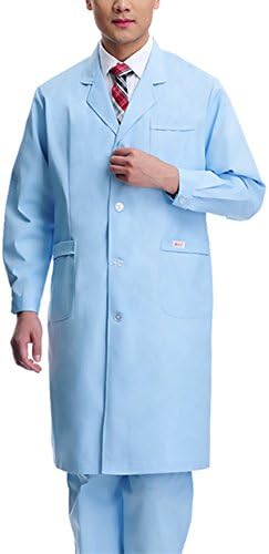Medical science lab coats for men physician chemistry jackets white blue long