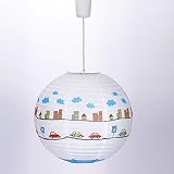 MIA Light Auto Papier Kugel Hänge Leuchte Ø400mm/ Kinder/ Blau/ Pendel Lampe Hängelampe Hängeleuchte Kinderlampe Kinderleuchte Kinderzimmer Kinderzimmerbeleuchtung Kinderzimmerlampe Kinderzimmerleuchte Papierkugel Papierlampe Papierleuchte Pendellampe Pendelleuchte - 2