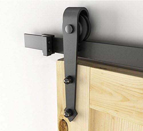Aihom 200cm Arrow Cut Black Steel Sliding Barn Door Track Kit