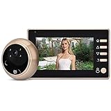 ASHATA Sonnette Video, caméra de Porte vidéo LCD de 4,3 Pouces 1MP HD LCD Caméra de Judas numérique, kit de Sonnette vidéo pour caméra de sécurité avec caméra de sécurité de Nuit