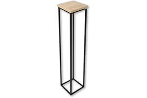 holz4home® Dekoständer aus MDF Eichenholz I Blumenständer Sonoma Eiche I Höhe: 90 cm I Dekosäule mit Stahlrahmen I Fertig montiert und geölt