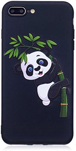 AnnodaHulo Embossed Scrub Pattern Black TPU Back Cases for iPhone 7 Plus 5.5 inch Screen-Panda