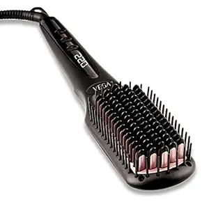 VEGA Black Shine Hair Straightening Brush With Thermoprotect Technology & 16 Temperature Settings, (VHSB-04)