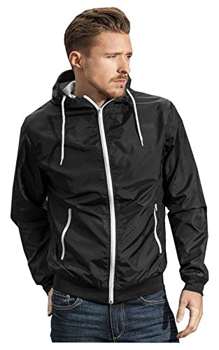 Herren Contrast Windrunner Jacke in versch. Farben (S, Black/White)