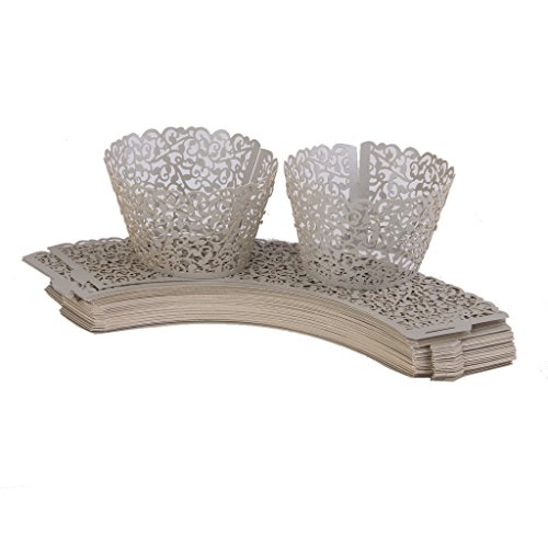 50pcs Cirrusform Dekor Kuchen Cupcake Törtchen Wrapper Verpackung – Silbergrau - 7