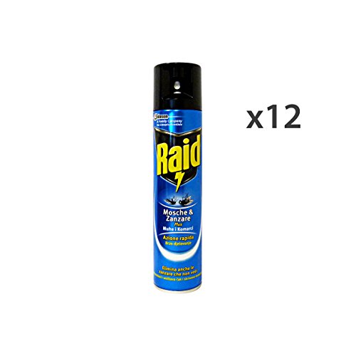Preisvergleich Produktbild Set 12 RAID Mosche-Zanzare Spray 400 Ml. Insekten Artikel