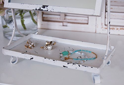 Landhaus Schminkspiegel MARIE im weißen, vintage Shabby Chic, Tischspiegel, Kosmetikspiegel - 2