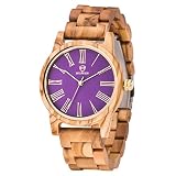 MUJUZE Unisex AnalogeQuarzwerkHolzuhren mit Oliven Sandelholz Band ME1002Olive Wood
