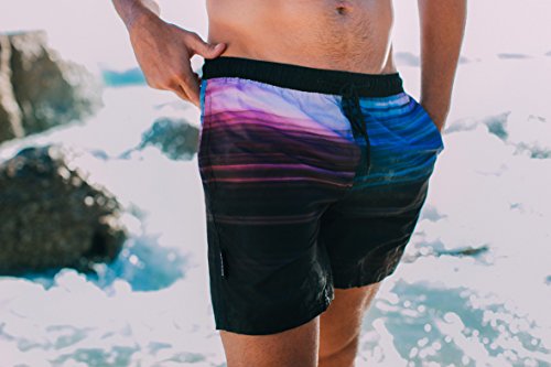 GUGGEN MOUNTAIN Herren Badeshorts Beachshorts Boardshorts Badehose gestreift *High Quality Print* - 4