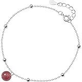 Thumby S925 Silber Armband Temperament Sweet Strawberry Crystal Bead Armband Einfaches Kurzes Armband, S925 Silberarmband, Einheitsgröße