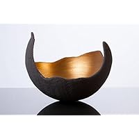 Lichtschale gold, Größe L, Beton schwarz | Unikat handmade | Geburtstagsgeschenk | Gartendeko