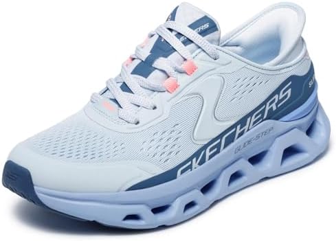 Skechers Glide-Step Altus Slip-On Donna, Blu Chiaro Sintetico Mesh Blue Trim, 38 EU