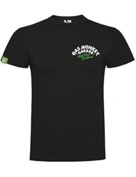 Gas Monkey Garage T-Shirt Green Hot Rod Custom Logo Distressed Black