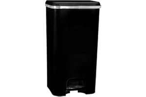 COM-FORT HOUSE | Cubo de Basura con Pedal | Capacidad de 37 litros | Cubo Reciclaje | Color Class Negro | Cubo de Basura Orgánico Cocina | 1 unidad | Piezas Extraíbles | Limpieza Fácil