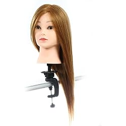 Maniquí de Cabeza para practicas de peluquería con cabello pelo humano (56cm #01)