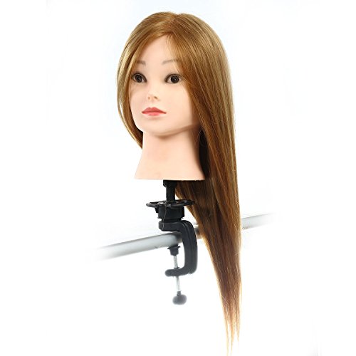Maniquí de Cabeza para practicas de peluquería con cabello pelo humano (56cm #01)