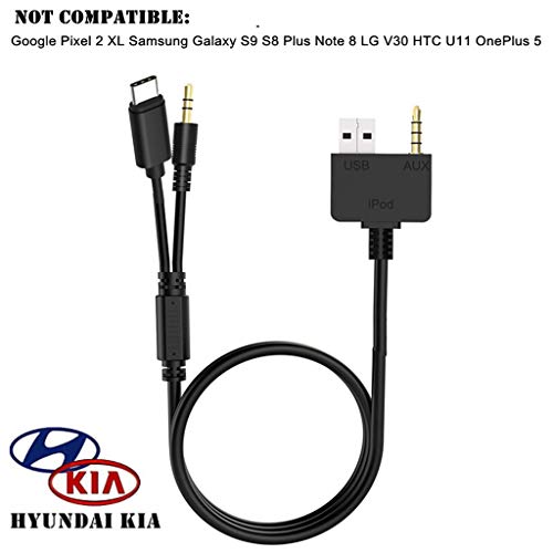 KIA Hyundai Tipo C 3,5 mm AUX Cable USB C Car Music Audio Charger Adapter, Compatible con Huawei, Motorola Moto Z, LeEco Le S3/2 Pro, Xiaomi para KIA Hyundai