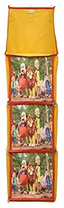 SRAJANAA Wall Hanging Fabric 3 Cabinet Multipurpose Almirah and Wardrobe for Cloth, Shoes, Toys Storage or Kids (Yellow)