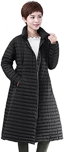women's down jacket zipper long sleeve ultra thickened lightweight outwear warm windproof parkas . black . m