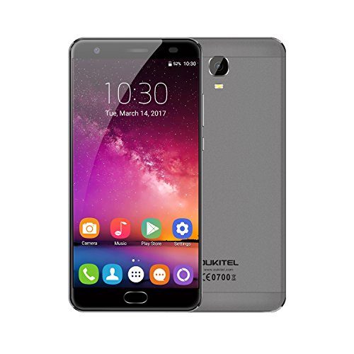 OUKITEL K6000 Plus Smartphone, Android 7.0 6080mAh, 5.5 pollici, 4GB di RAM 64GB ROM, MTK6750T Octa core, 8.0MP + 16.0MP fotocamera, impronta digitale GPS - Grigio