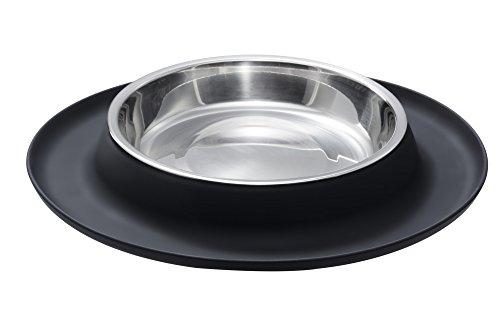 HUNTER Cat Bowl with Silicone Mat, Stainless Steel Non Slip Bowl, 400 ml, Black
