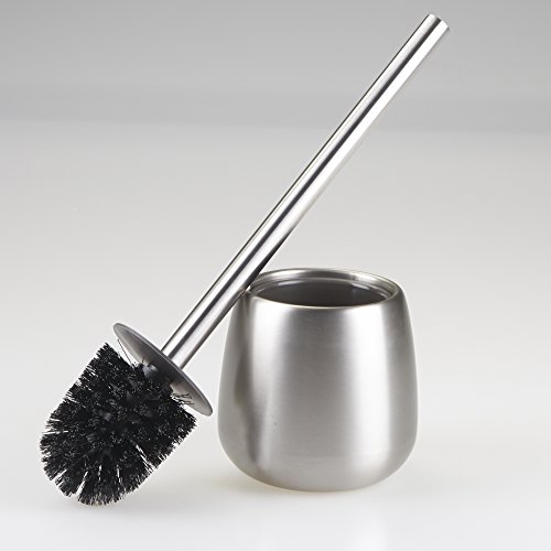mDesign Toilettenbürste mit WC Bürstenhalter – hochwertige WC Bürstengarnitur aus gebürstetem Edelstahl – Set mit Klobürste und Halterung - 3