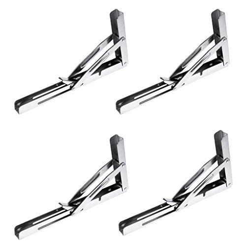 Preisvergleich Produktbild Sharplace Schwerlastträger Regalträger Schwerlastkonsole Zusammenklappbar Schwerlastwinkel Edelstahl (4 Stück Packung)