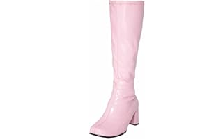 AYZAL Women’s Ladies Fancy Dress 1960'S 70'S Knee high Go Go Boots Retro Block Heel Girls boots