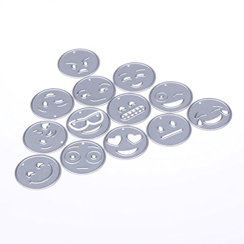 Demiawaking 13Pcs Emoji Schneiden Schablonen DIY Sammelalbum Dekor Papier Karten, Metall Buchzeichen , Metall Lesezeichen als Geschenk fuer Freunde - 4